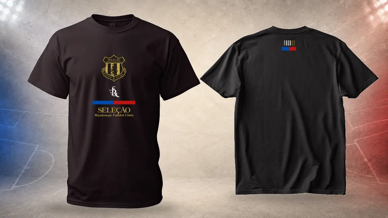 セレソン都城FC サポーターTシャツ ブラックの前面・背面