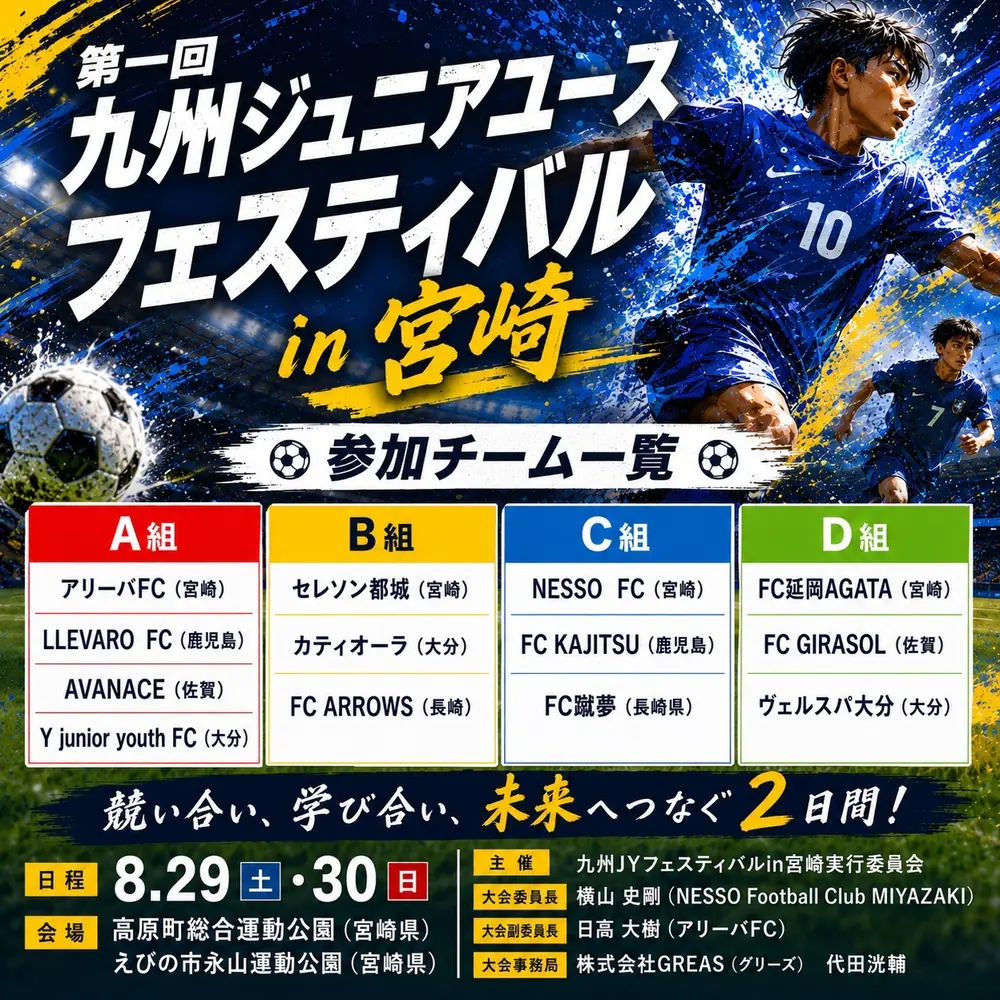 第1回九州JYフェスティバルin宮崎の参加チームと開催概要
